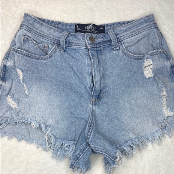 Hollister Pants - Hollister Curvy High-Rise Vintage Blue Distressed Jean Shorts- 4” Inseam-Size 27